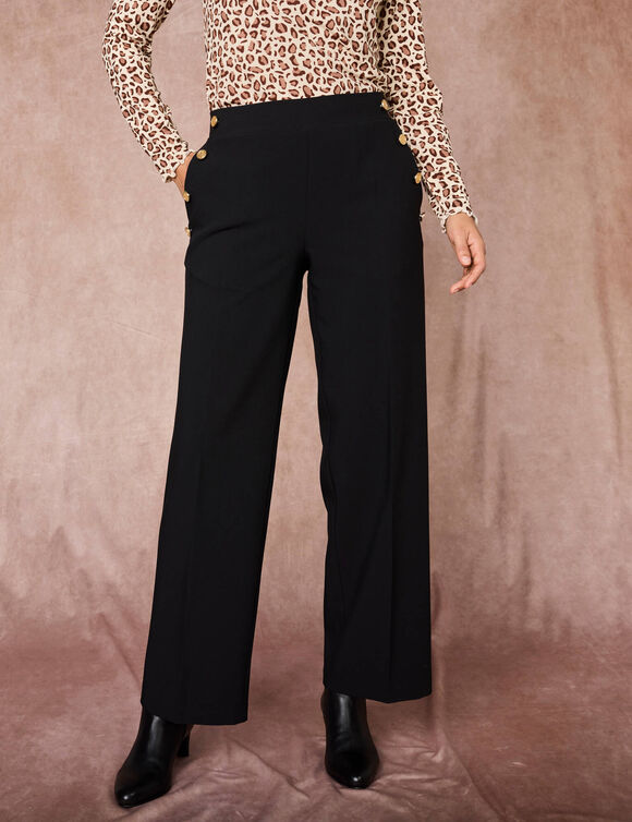 Pantalon fluide effet pont (noir) Pantalon fluide effet pont (noir)